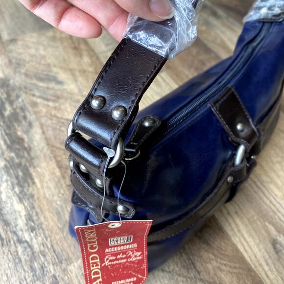 NWT Vintage Y2K Faded Glory Navy Mini Buckle Shoulder Bag - Picture 4 of 11